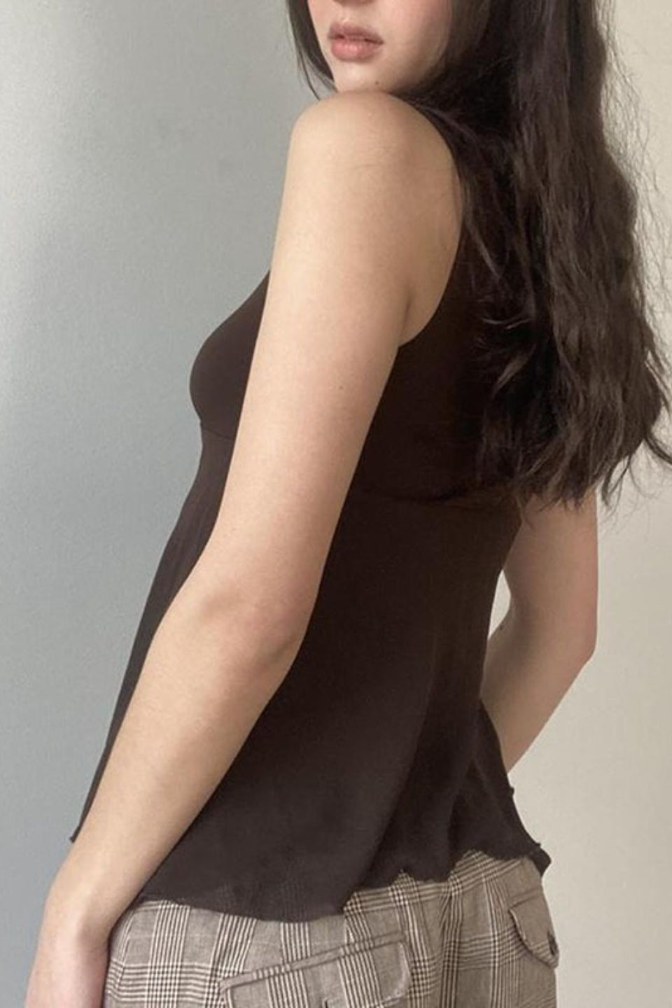 Vintage V Neck Tie Detail Tank Top