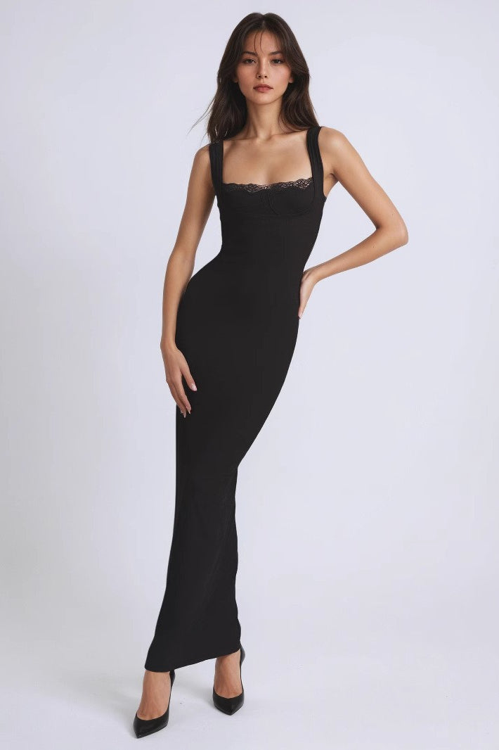 Square Neck Bodycon Lace Dress