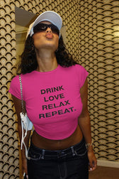Cropped Letter Print Crewneck T-Shirt