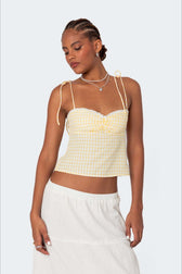Plaid Halter Backless Cami Top
