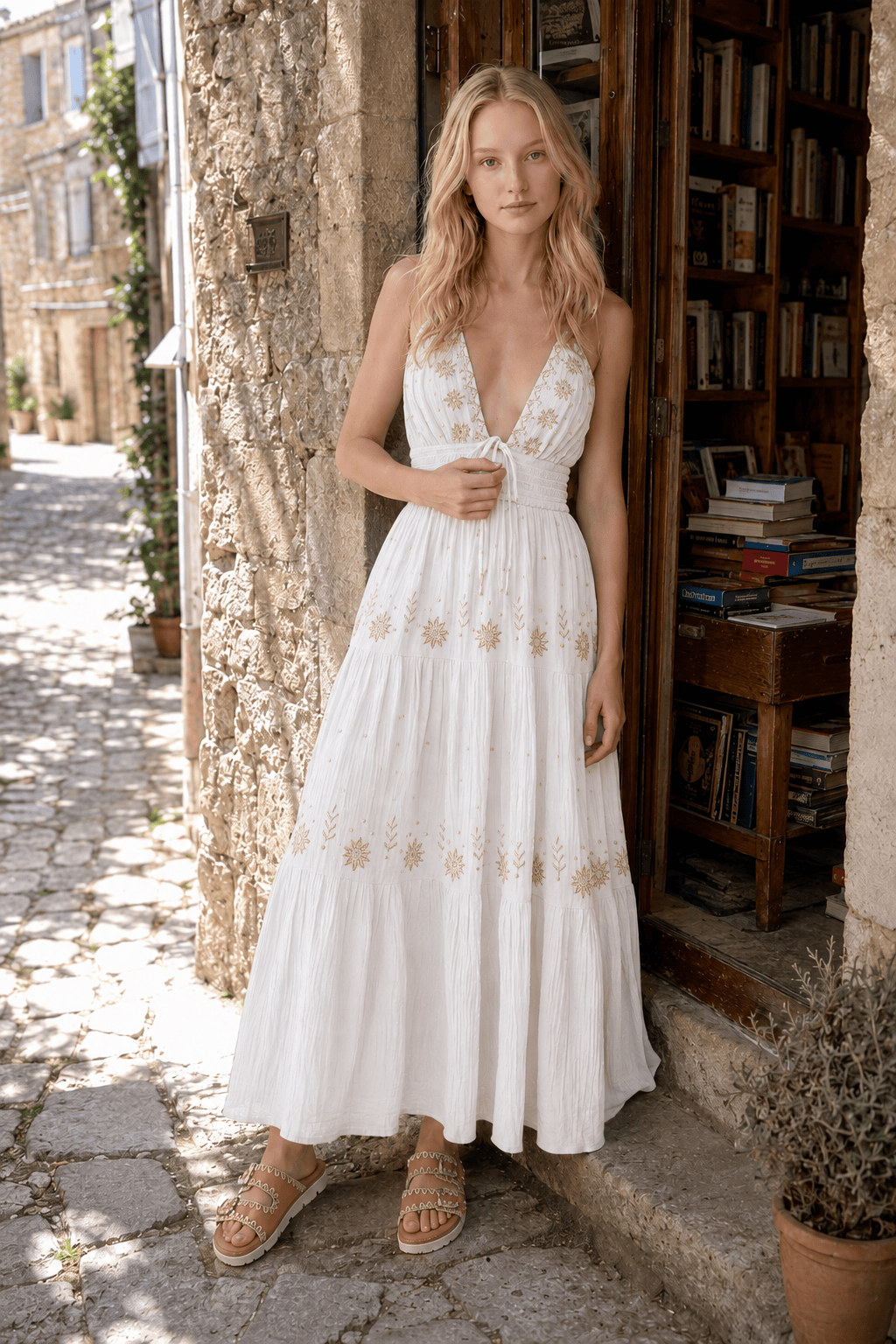 Halter-Neck Floral Dress