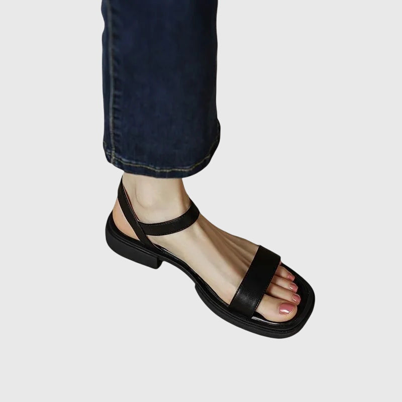Open Toe Double Band Ankle Strap Flat Sandals