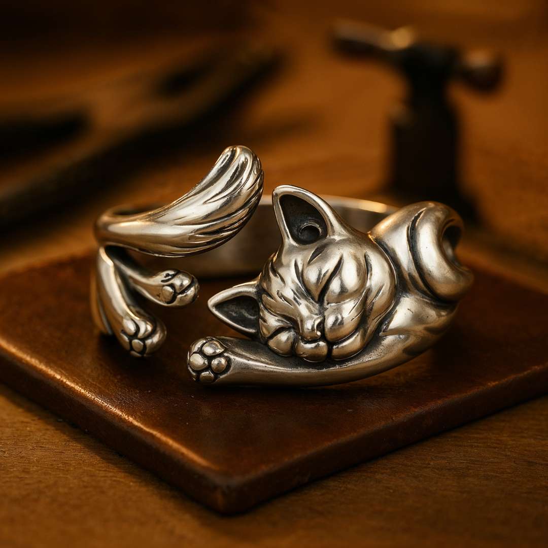 Sleeping Cat Wrap Adjustable Open Ring