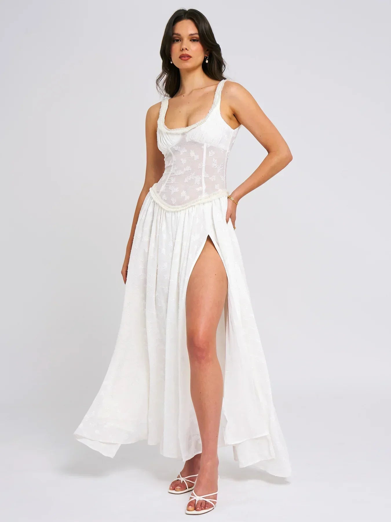Savannah Meadows Lace Maxi Dress in Green - View 9