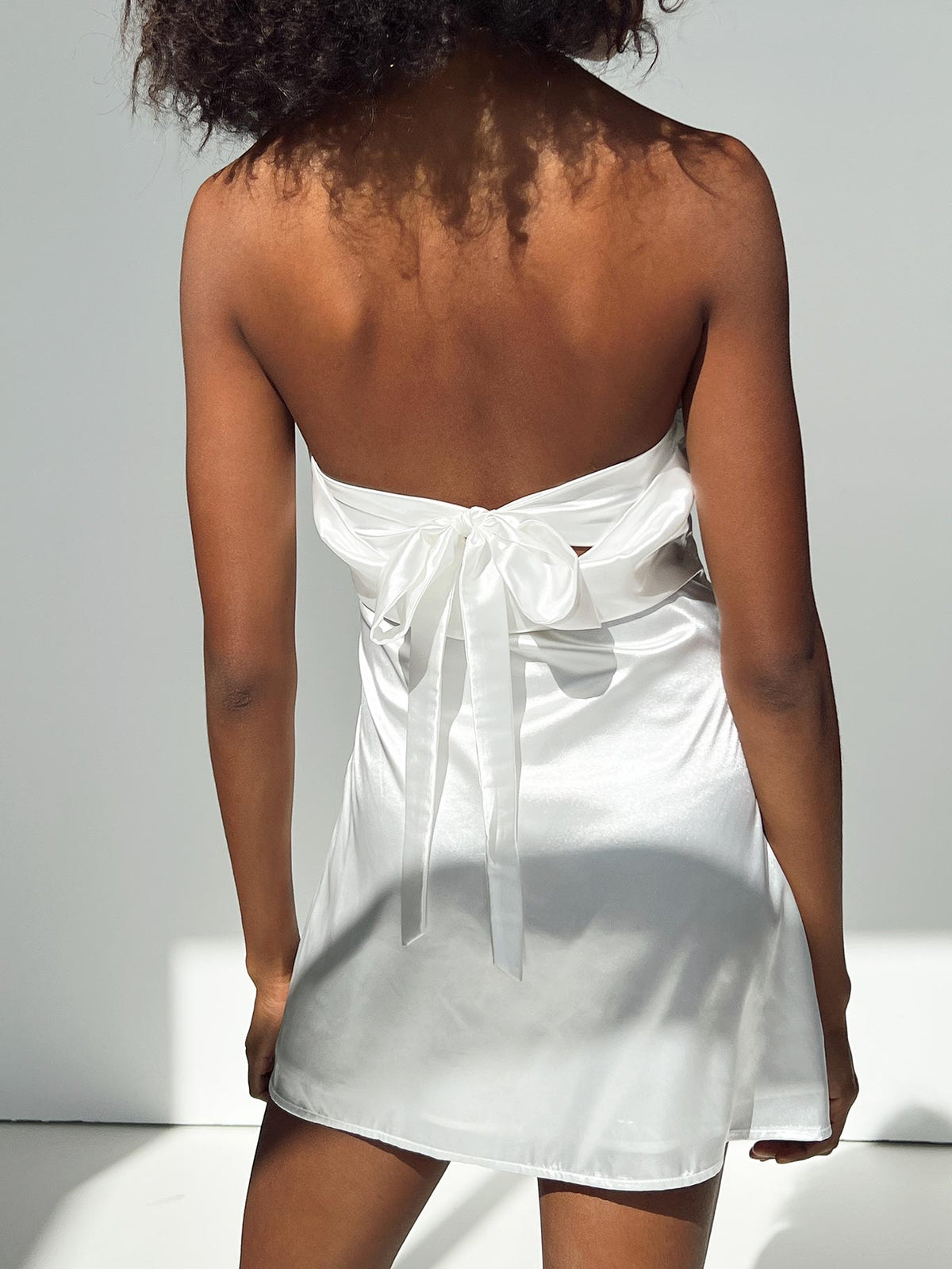 Strapless Straight Neck Bow Back A-Line Mini Dress 6