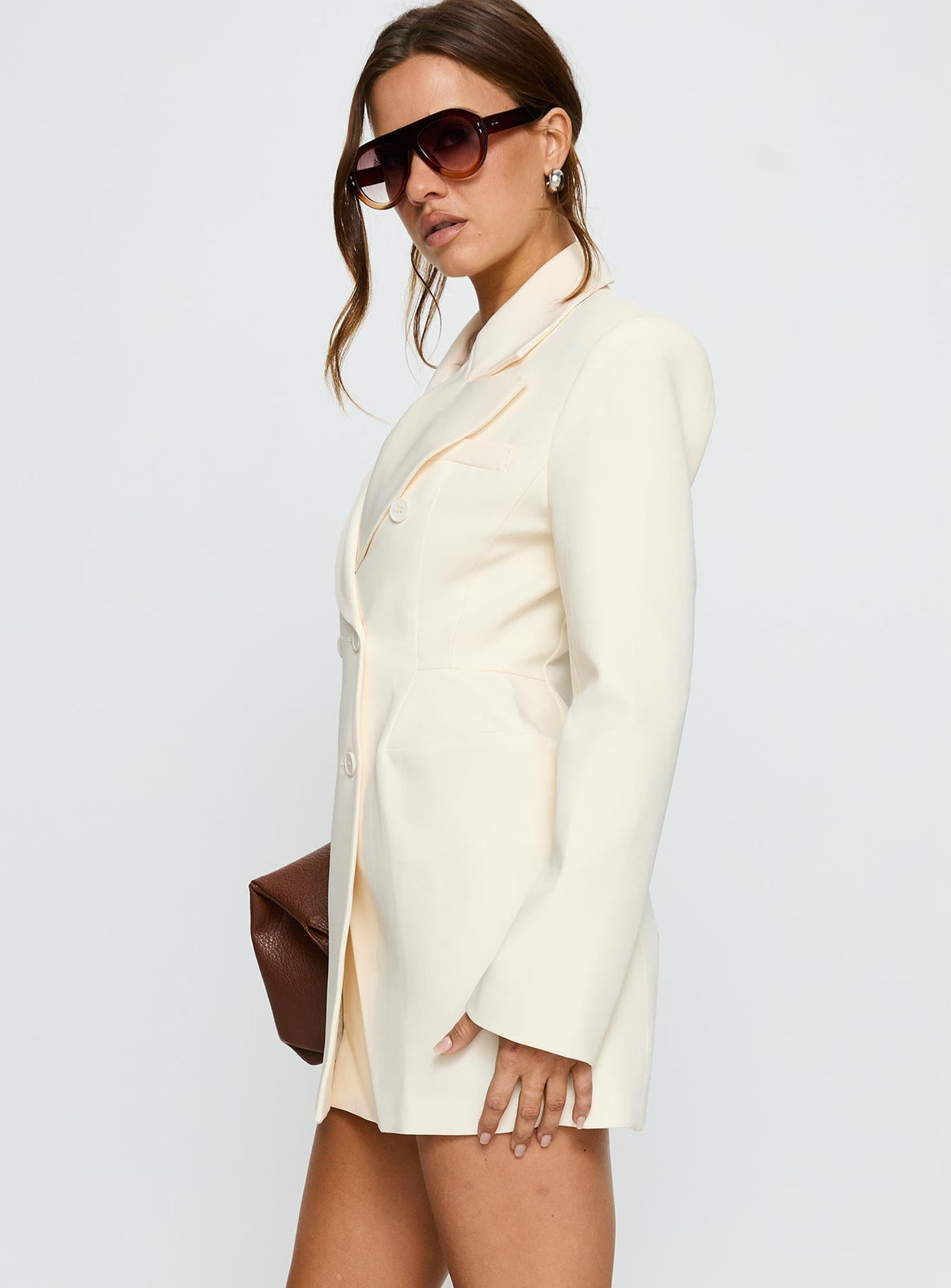 Double Breasted Peak Lapel Long Sleeve Blazer Mini Dress 4