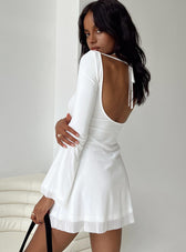Boat Neck Long Sleeve Mesh Bodycon Mini Dress 5