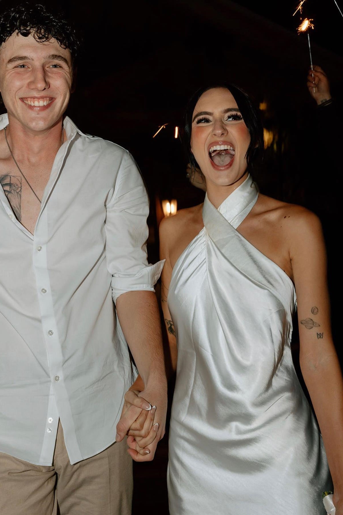 Stylish Sheath Halter Neck White Short Wedding Guest Dress