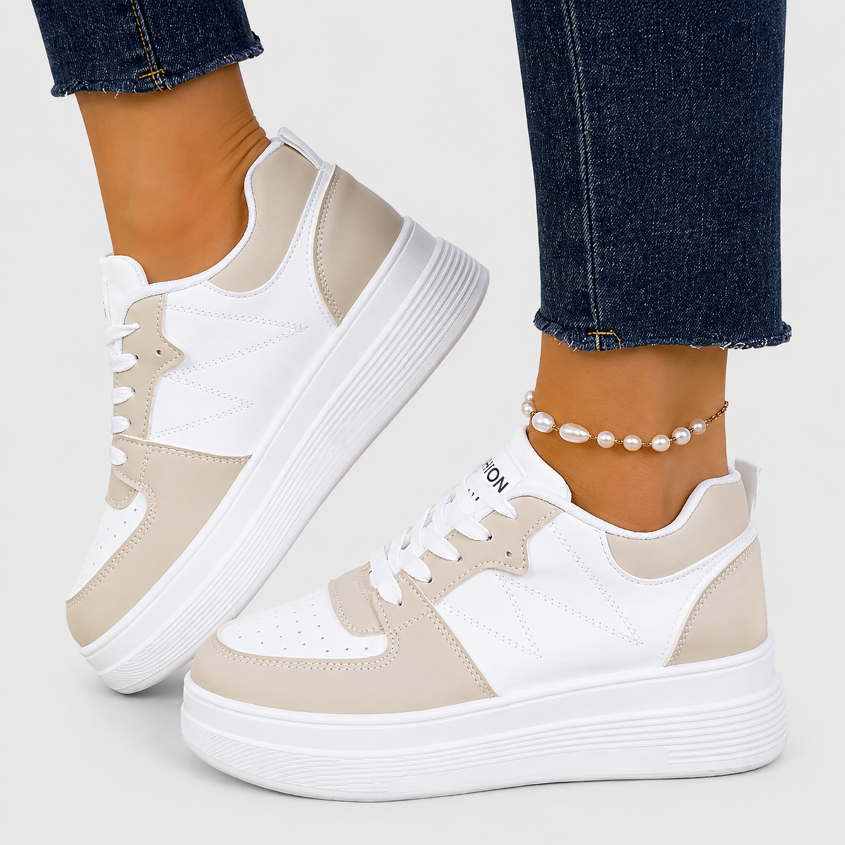 Lace Up Chunky Platform Low Top Sneakers