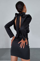 Satin Backless Bow Mini Dress 2