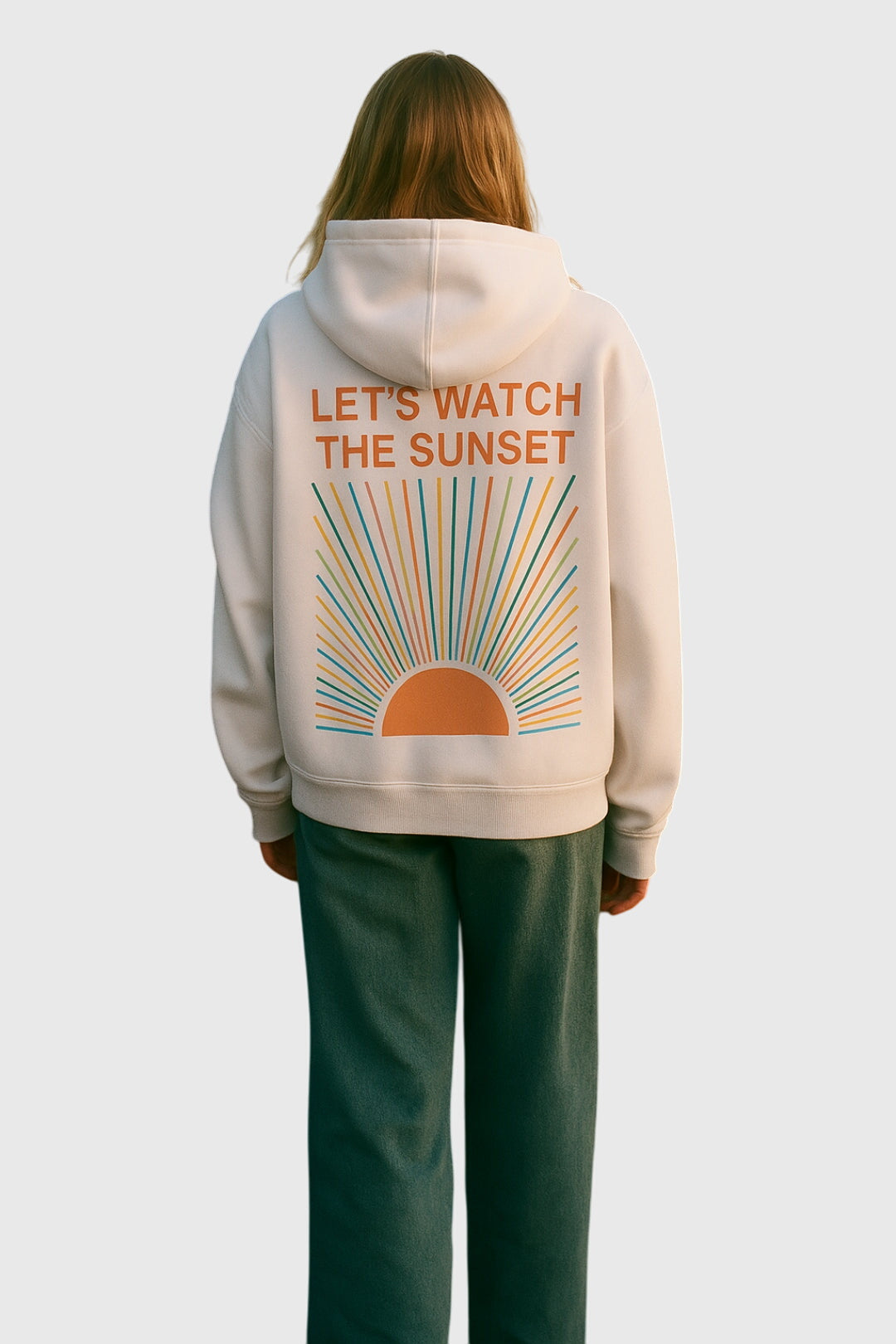 Sunset Graphic Print Drawstring Hoodie