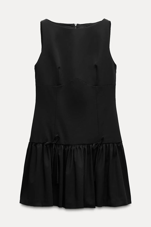 Solid Velvet Bow Embellished Sleeveless Mini Dress - View 13