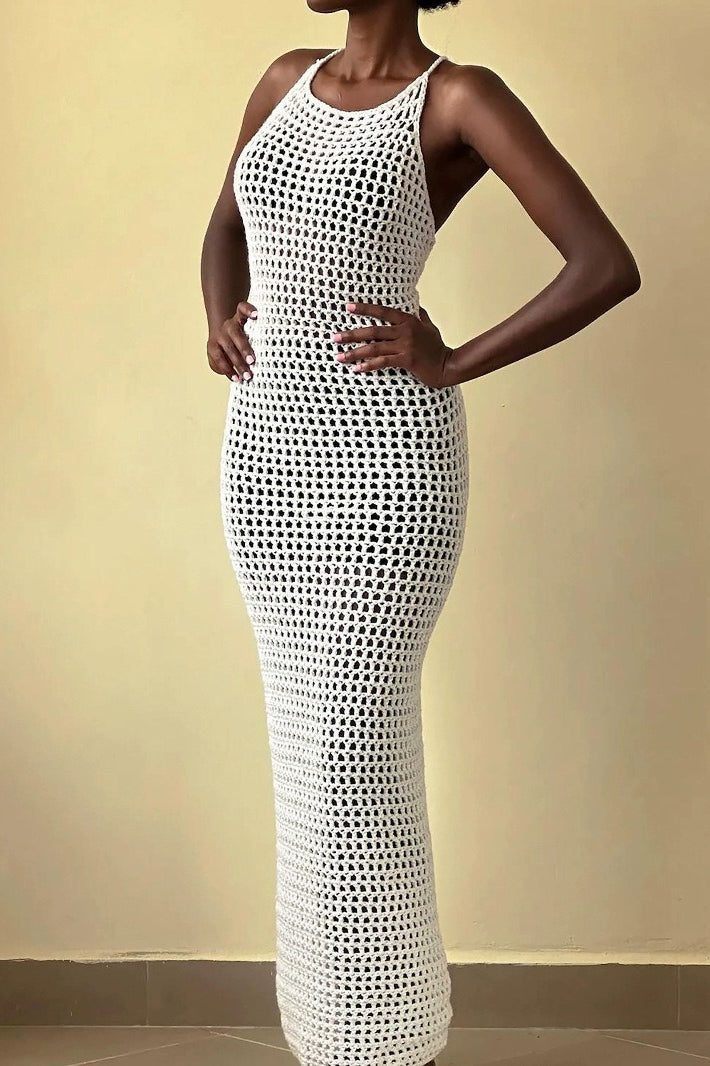 Beach Edition Vacation Knit Cut Out Cover Up Maxi Sweater Dress