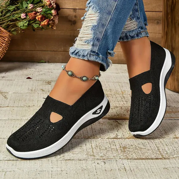 Mesh Knit Slip On Platform Sneakers