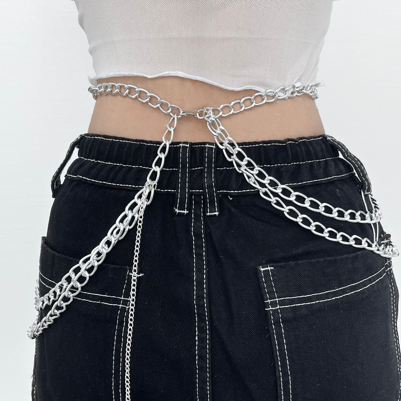 chain Cross pendant waist layered chain