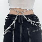 chain Cross pendant waist layered chain