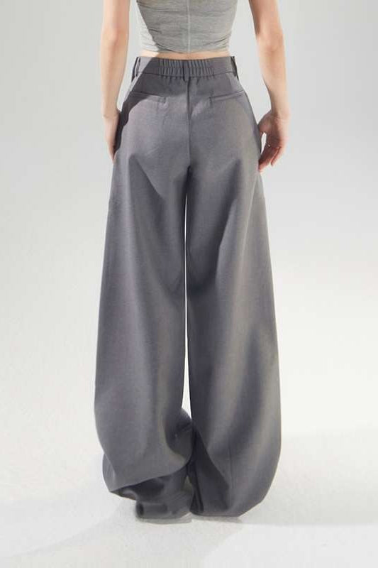 High Waist Button Tab Pleated Balloon Wide Leg Trousers 3