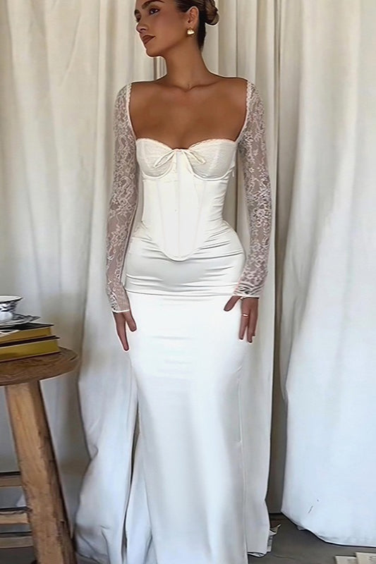 Lengthy Sleeve Bodycon Maxi Lace Dress