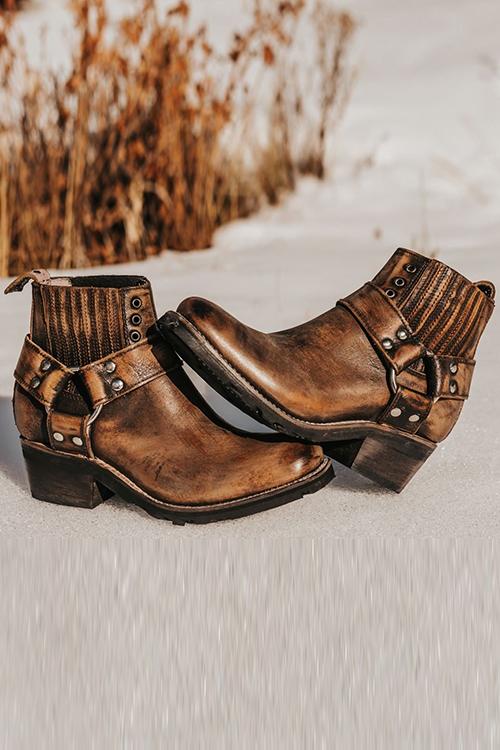 Low Heel Slip On Ankle Boots