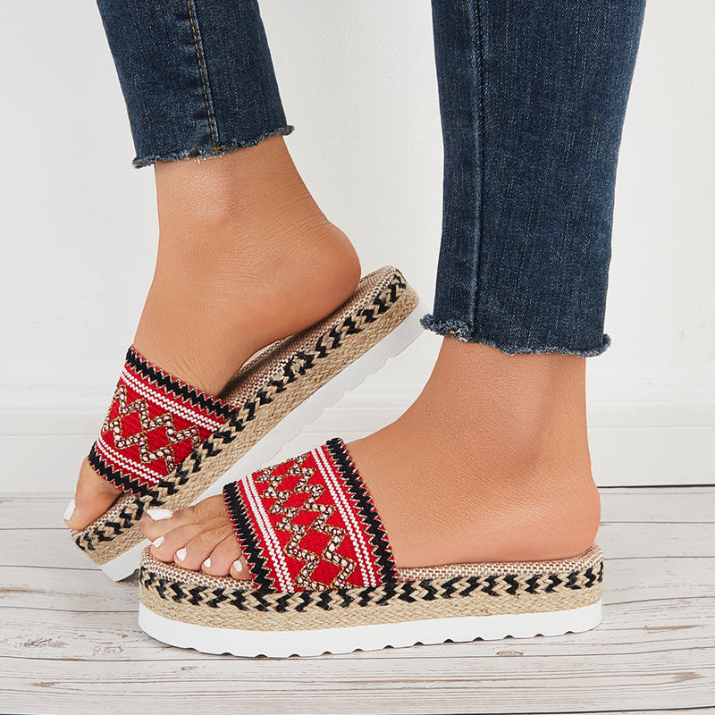 Open Toe Espadrilles Platform Slide Sandals Summer Slippers