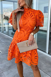 Ever So Sweet Crochet Lace Puff Sleeve Mini Dress - View 2