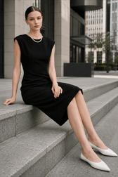 Sleeveless High Waist Slim Work Dress