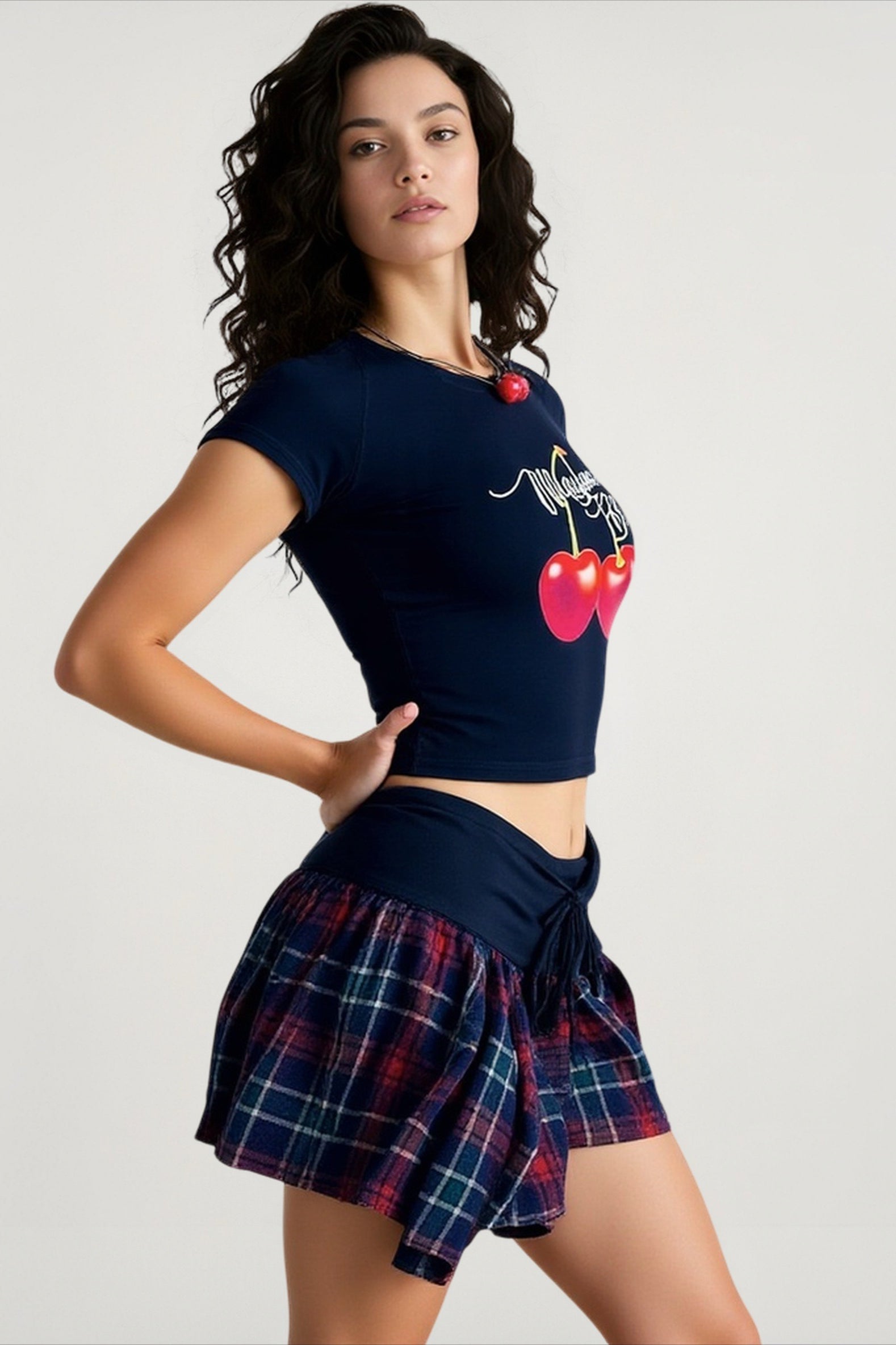 Cherry Print Crop Top