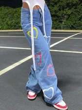 Heart Pattern Graceful Zipper Hoodie Blue / S Pants