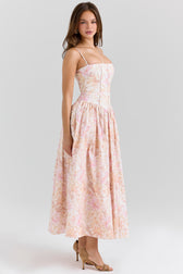 Floral Spaghetti Strap Corset Maxi Dress 16