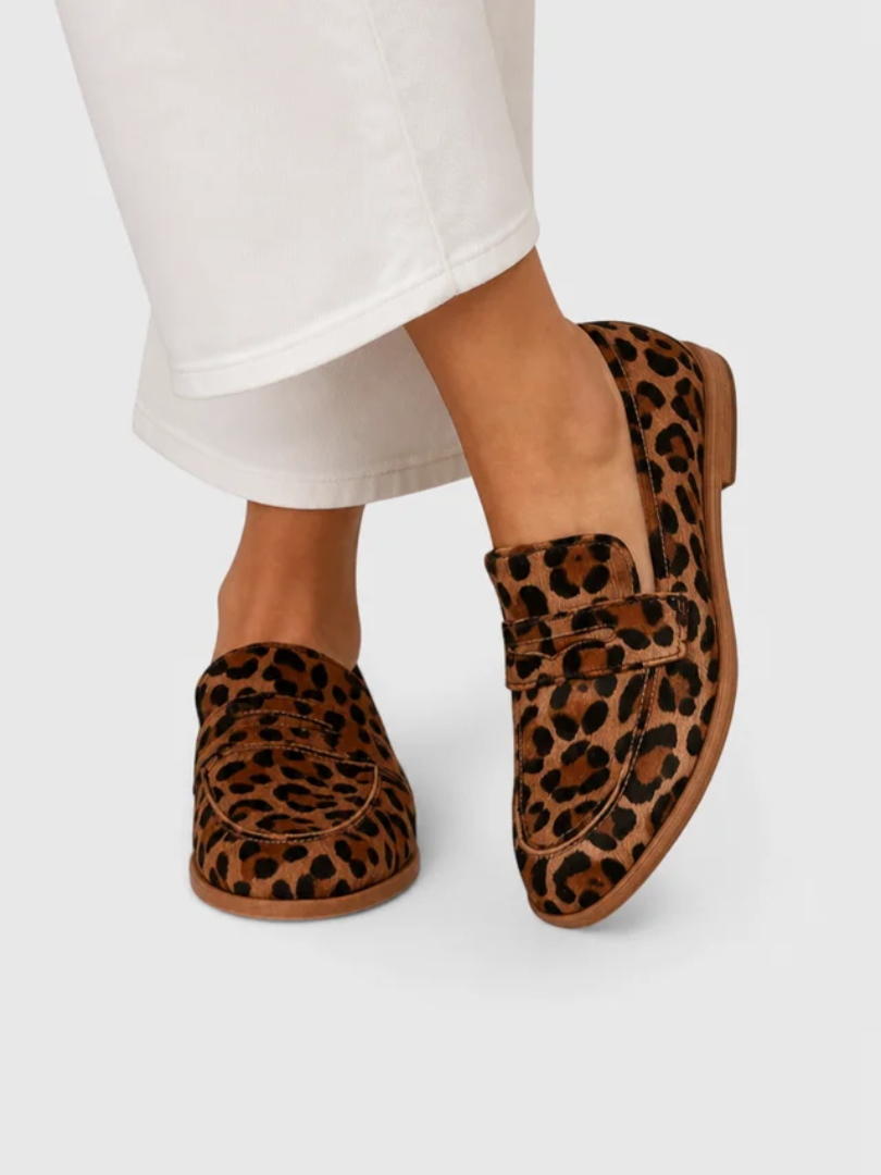 Leopard Print Flat Penny Loafers