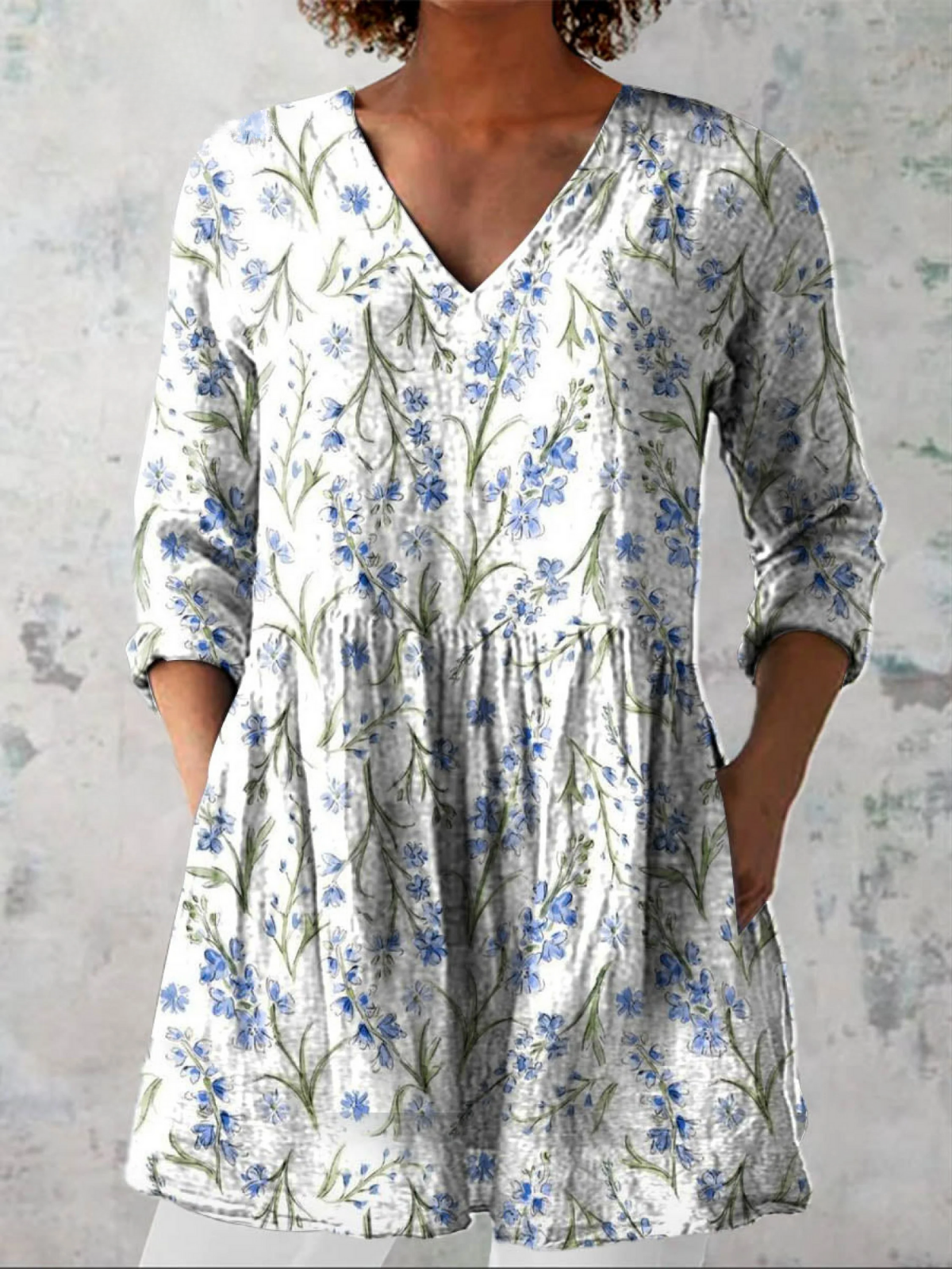 ABIGAIL™ - ELEGANT FLORAL DRAPED BLOUSE