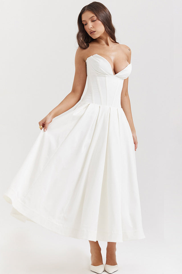 Black Lady Strapless Midi Dress