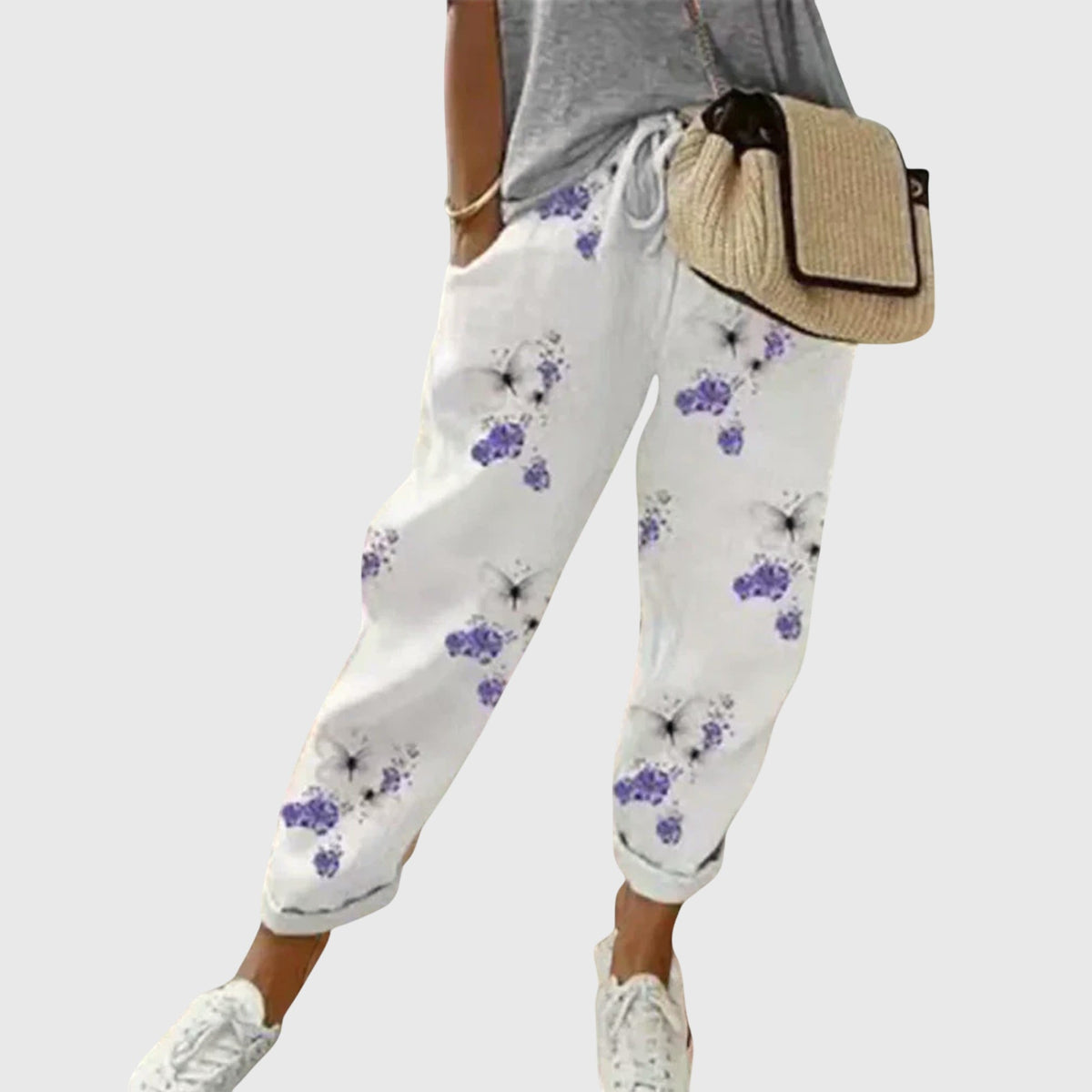 Striped High Waist Drawstring Tapered Pants