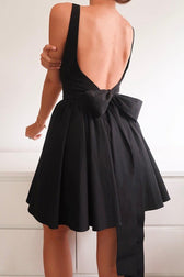Elegant Open Back Bow Mini Dress