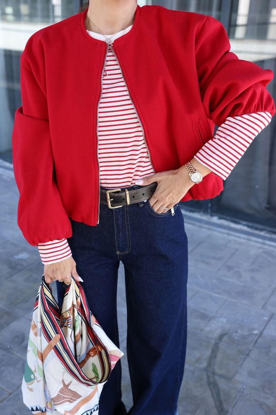 Cropped Sports Bomber Jacket