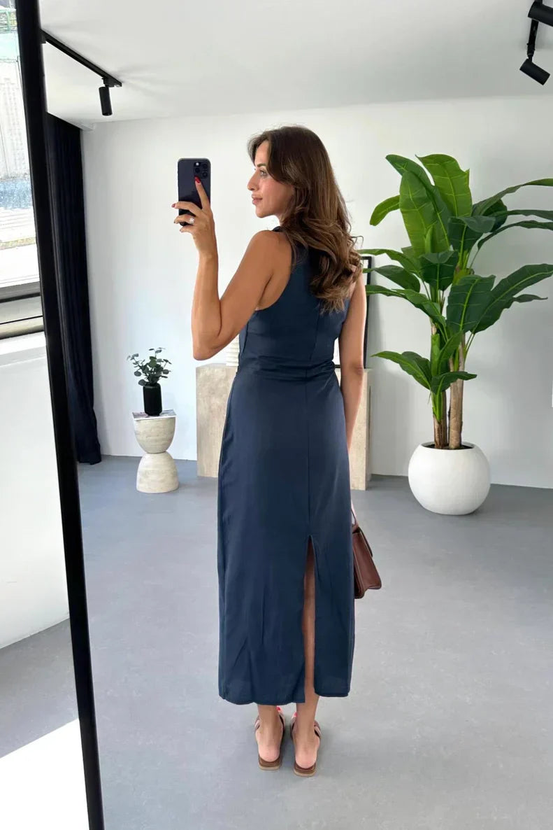 Alexandra Minimalist Open-Shoulder Midi Dresses Statement Occasion Edit