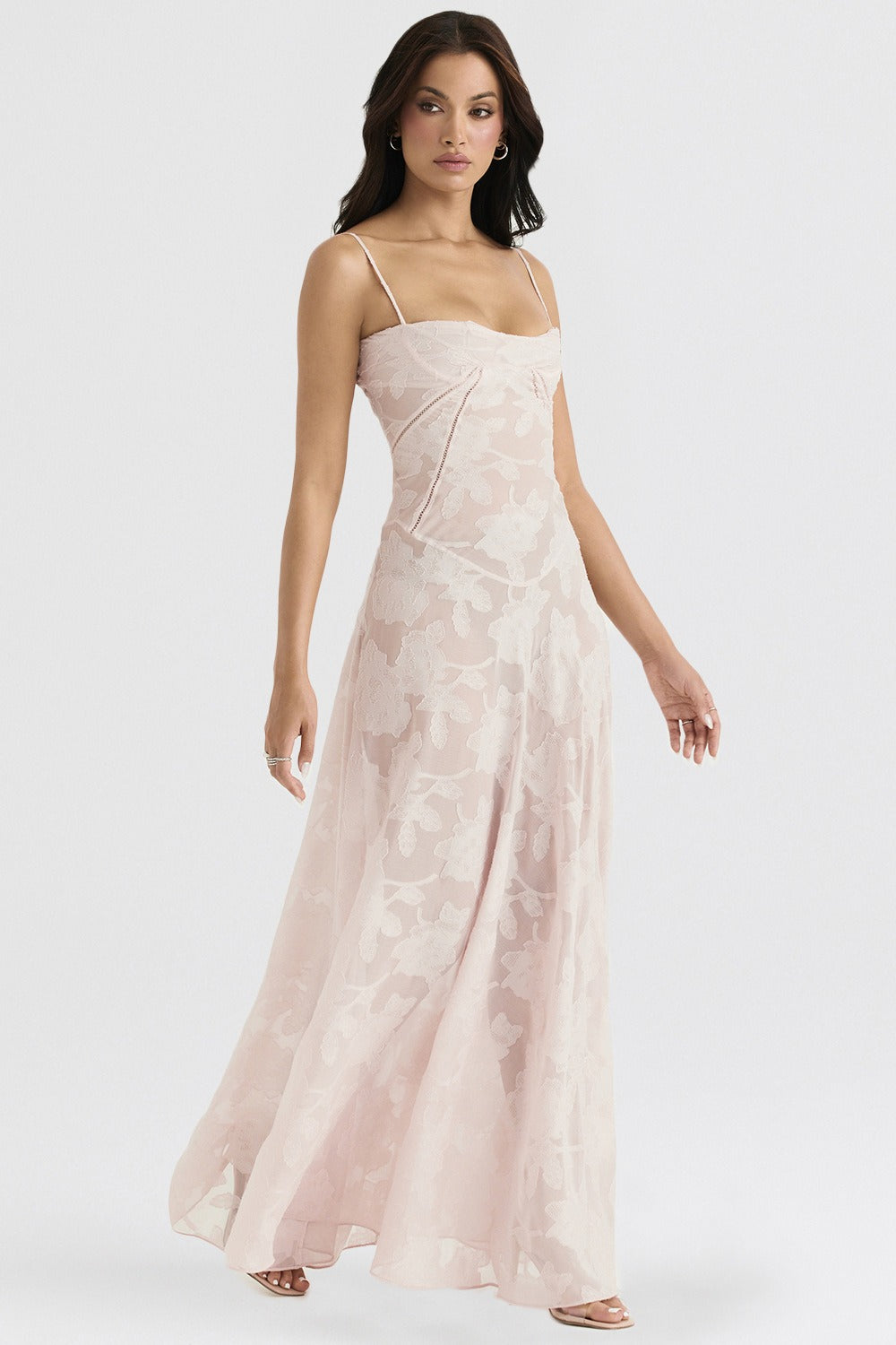 Lace Tie-Strap Romantic Maxi Dress - View 12