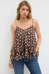 Ruffled Chiffon Halter Cami Top