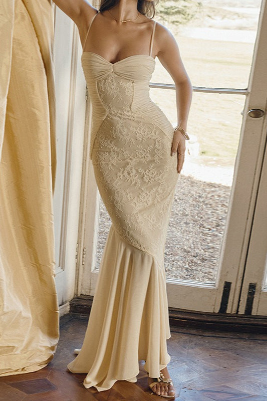 Ruched Edition Cami Maxi Lace Dress