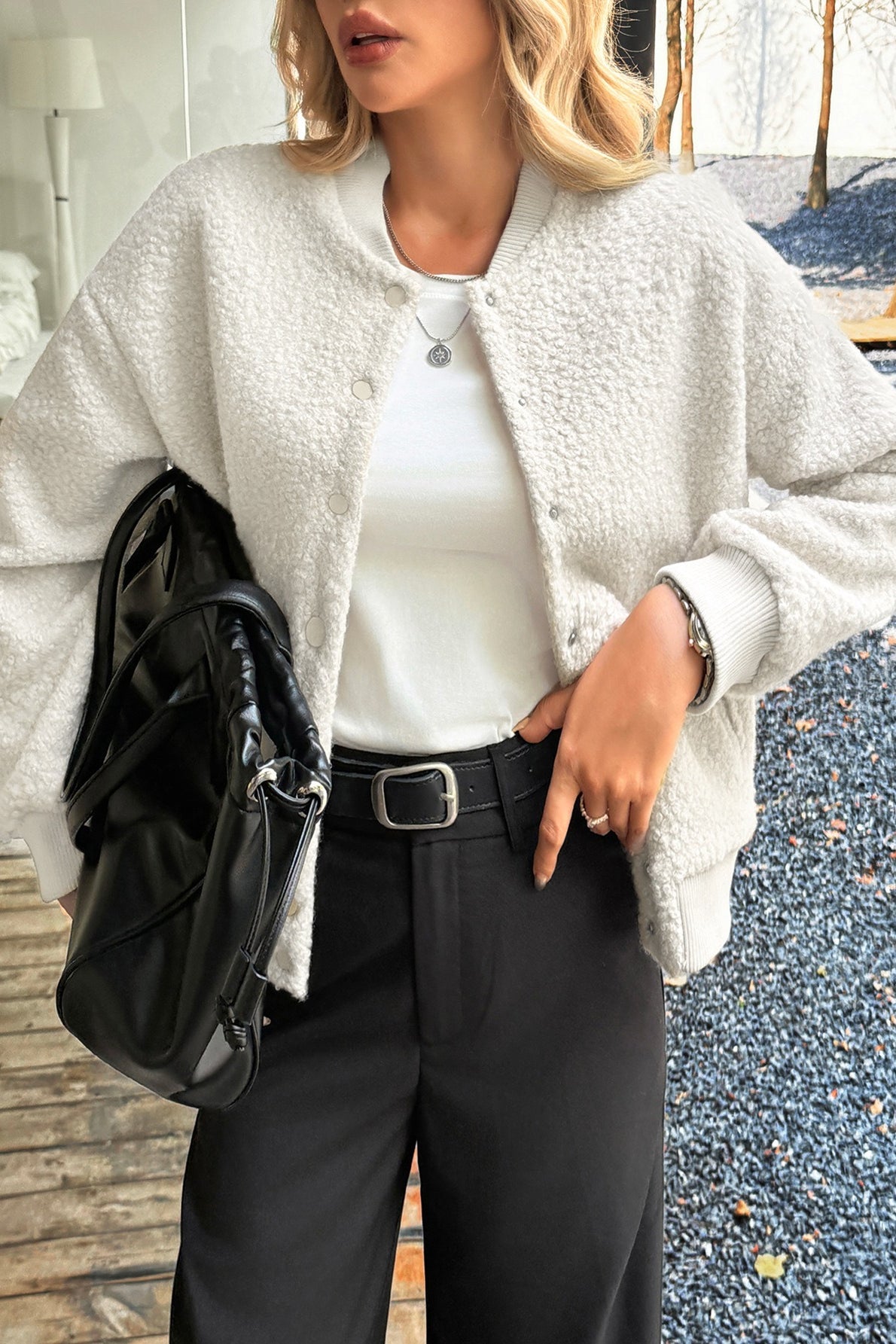 Holiday Style Long Sleeve Button Coat