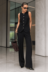 Blazer Vest Wide Leg High Waist Two Piece Work Set