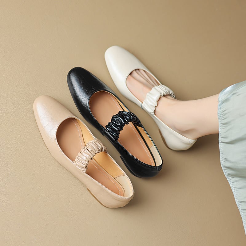 Roshunda Round Toe Block Heels Mary Jane Flats