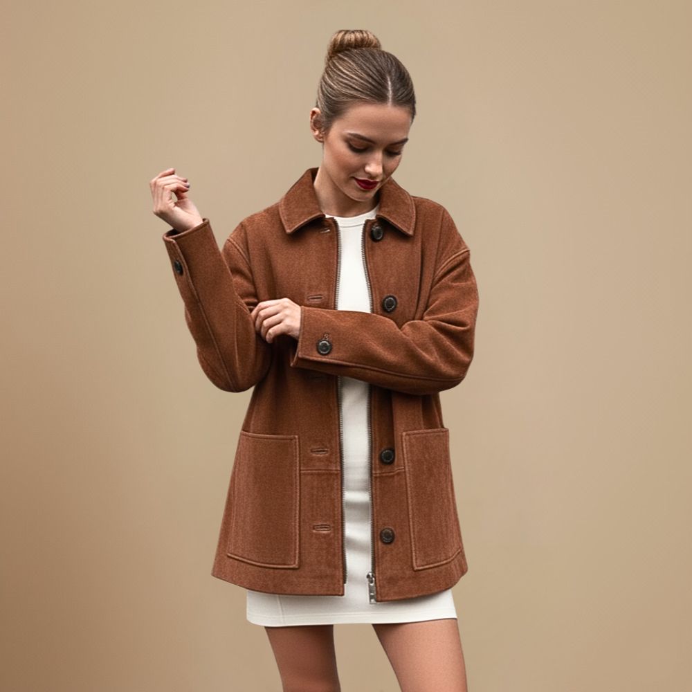 Vintage Cropped Jacket with Lapel Collar and Single-Button Closure