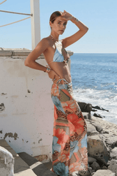 Printed Triangle Cup Three Piece Swim Set