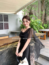 Satin Cowl Neck High Split Ruffle Slip Dress 7