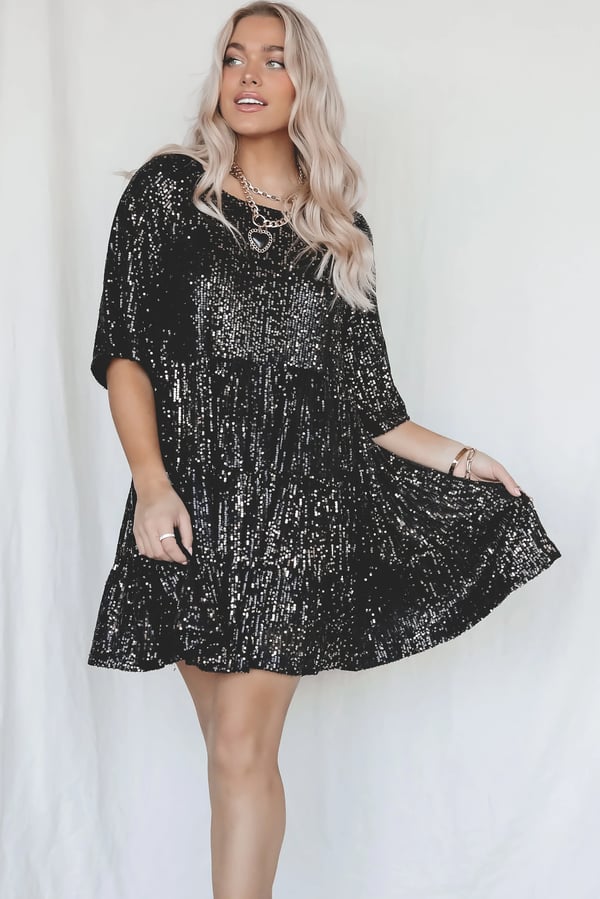 Valentina Chic Loose Sequin Dress Silhouette Collection