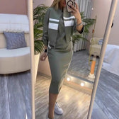 Striped Zip Up Jacket and Midi Skirt Two Piece Set 7