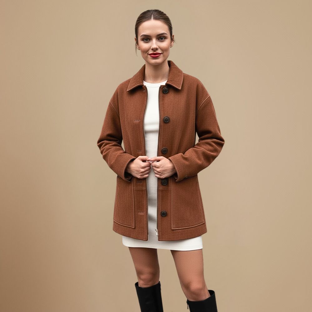 Vintage Cropped Jacket with Lapel Collar and Single-Button Closure