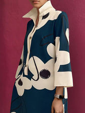 Floral Collared Long Sleeve Button Front Shirt Dress 2