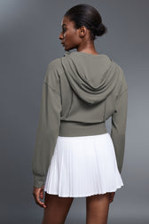 Cropped Waist Tie Active Zip Hoodie